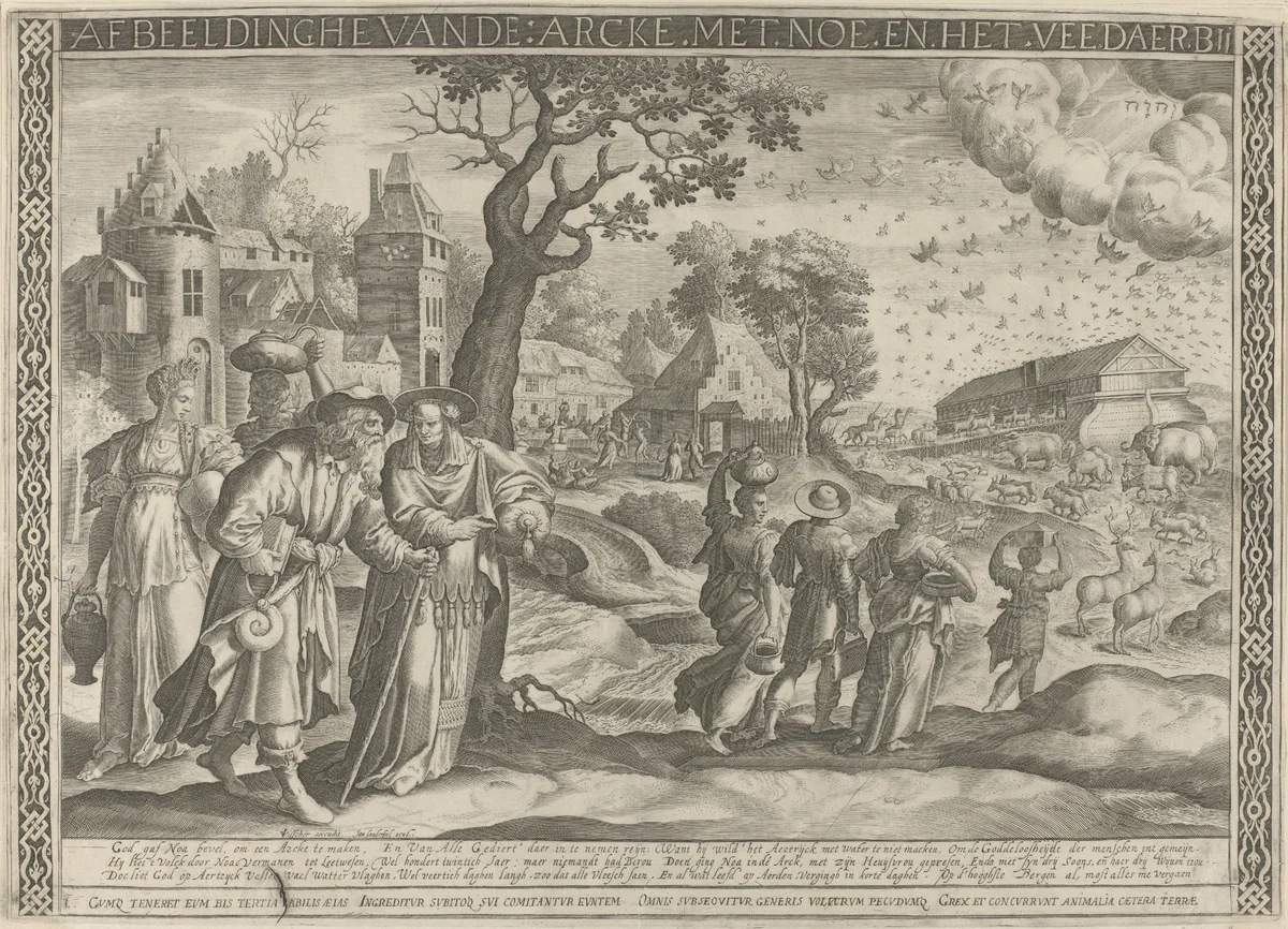 Inscheping van de ark van Noach by Unknown, print, 1585-1625
