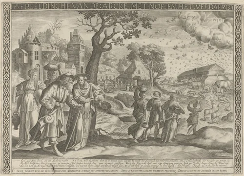 Inscheping van de ark van Noach by Unknown, print, 1585-1625