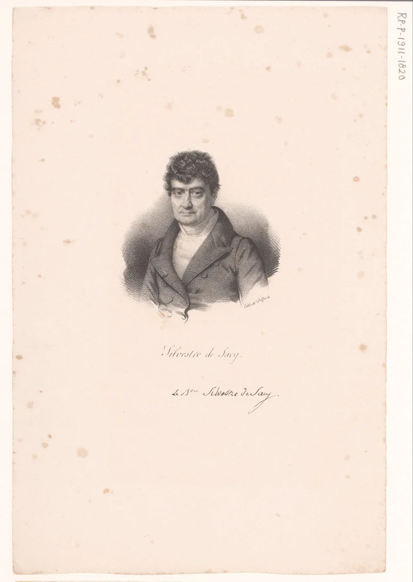Portret van Antoine-Isaac Silvestre de Sacy by anonymous, print, 1818-1842