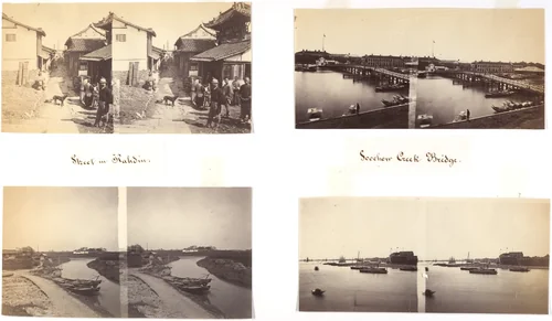 Street in Kadhin; Foochow Creek Bridge; Country View; Shanghai by John Thomson, photograph, 1869