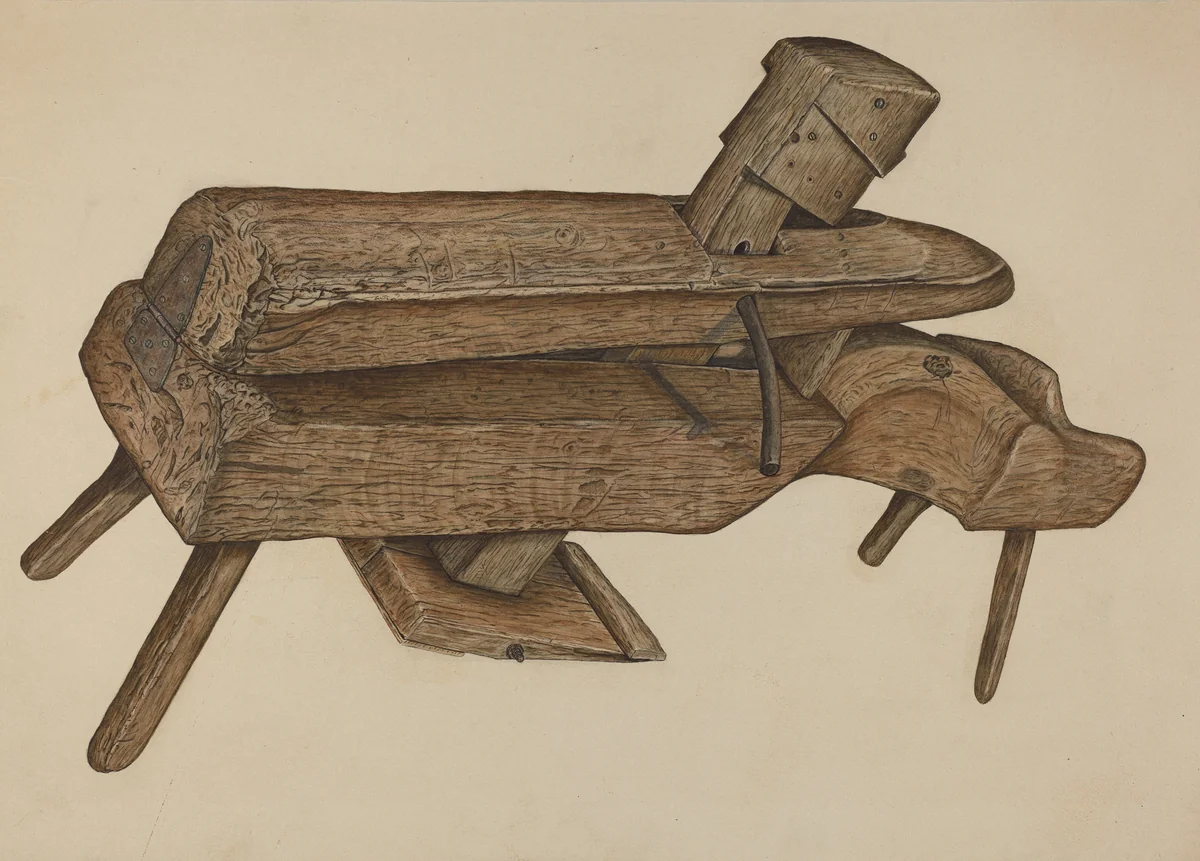 Shaving Horse by Clarence W. Dawson, index of american design, 1938