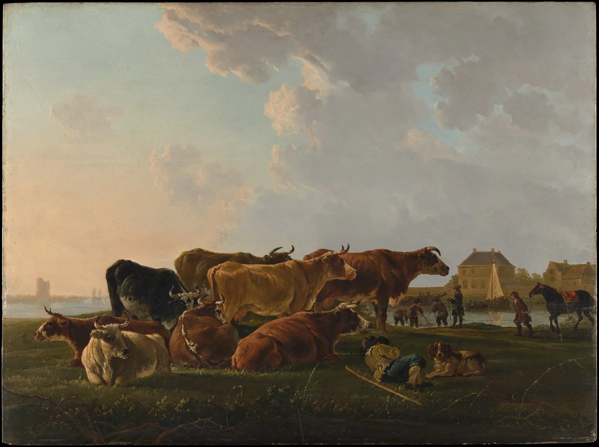Landscape with Cattle by Jacob van Strij, painting, 1795-1805