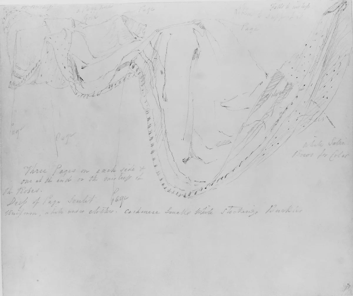 Study of Queen Victoria's Train (Study for Portrait of Queen Victoria) by Thomas Sully, artwork, 1835-1838