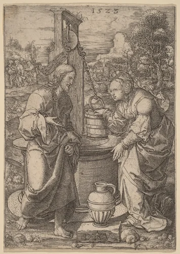 Christ and the Woman of Samaria by Dirk Jacobsz Vellert, print, 1523