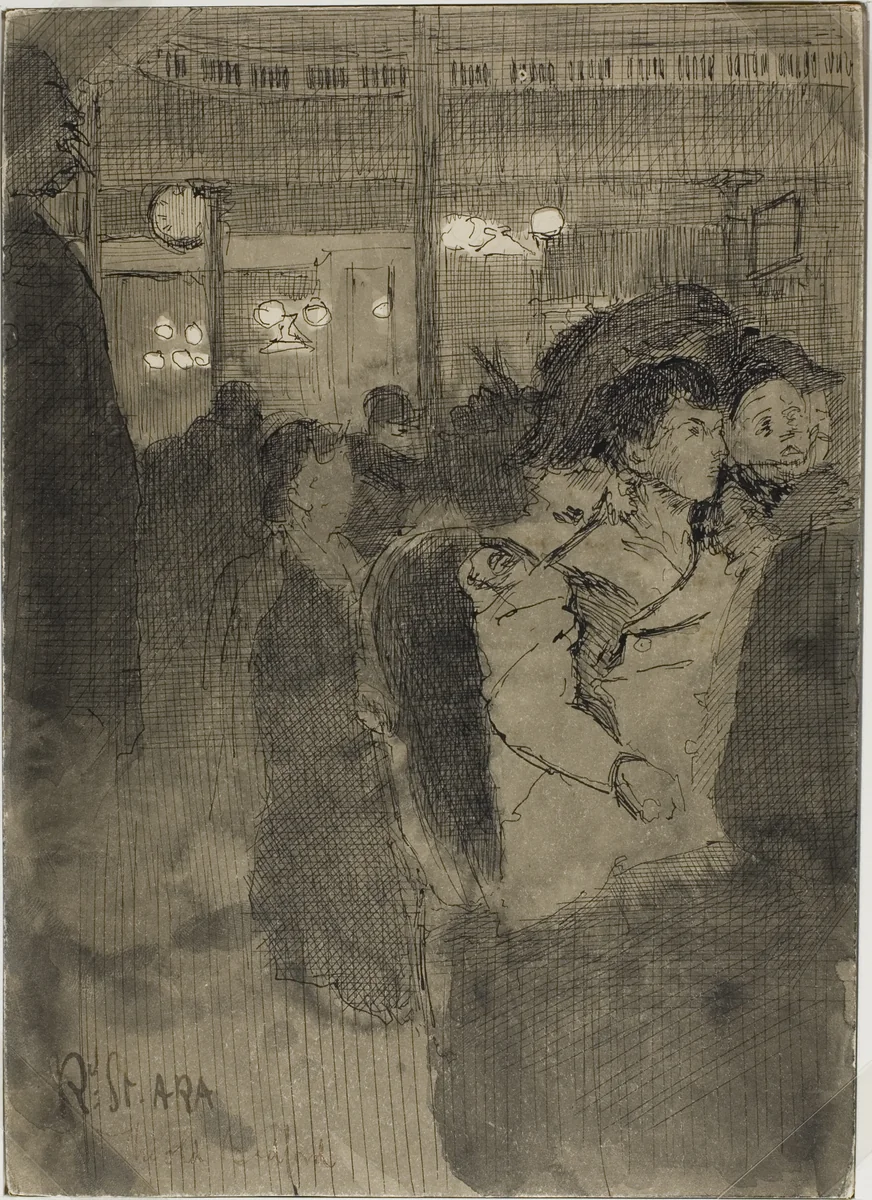 The Old Bedford (recto); The Gallery of the Old Bedford (verso) by Walter Richard Sickert, drawing, 1889-1899