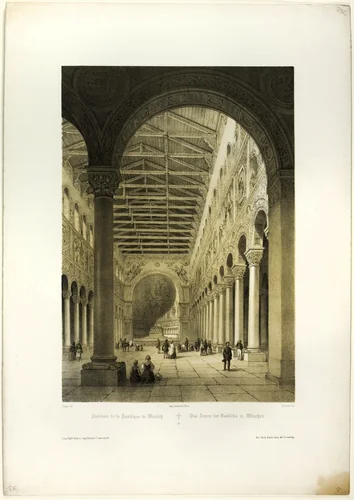 Interior of the Basilica of Munich, plate 70 from Allemande by Adrien Dauzats, print, 1844