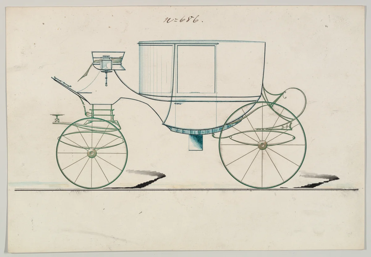 Clarence # 686 by Brewster & Co., drawing, 1850-1870