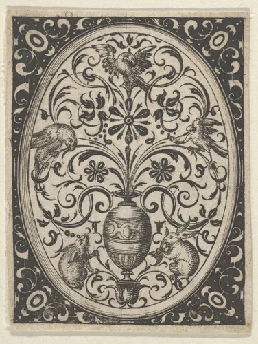 Oval Design in Blackwork, from "Varii Generis Opera Aurifabris Necessaria" by Paul Birckenhultz, print, 1595-1605