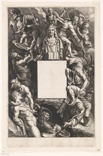 Redding van de antieke kunstschatten door de goden by Cornelis Galle, print, 1645