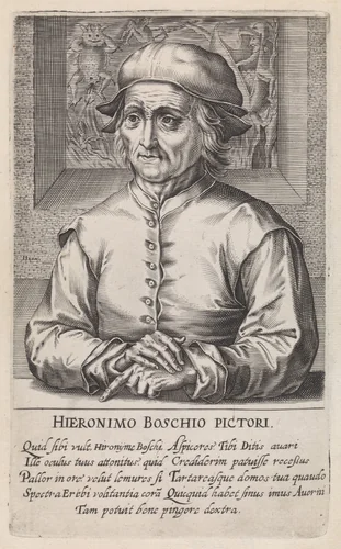 Portret van Jheronimus Bosch by Hendrick Hondius, print, 1610