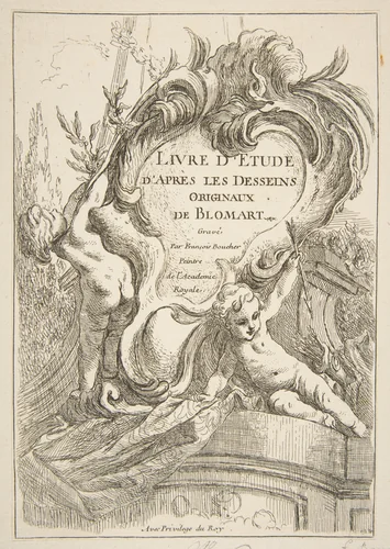 Title Page, from "Livre d’étude d’après les desseins originaux de Blomart" by François Boucher, print, 1735