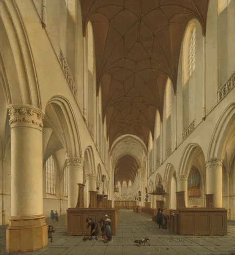 The interior of Saint Bavo's Church in Haarlem by Isaak van Nickelen, painting, 1660-1703