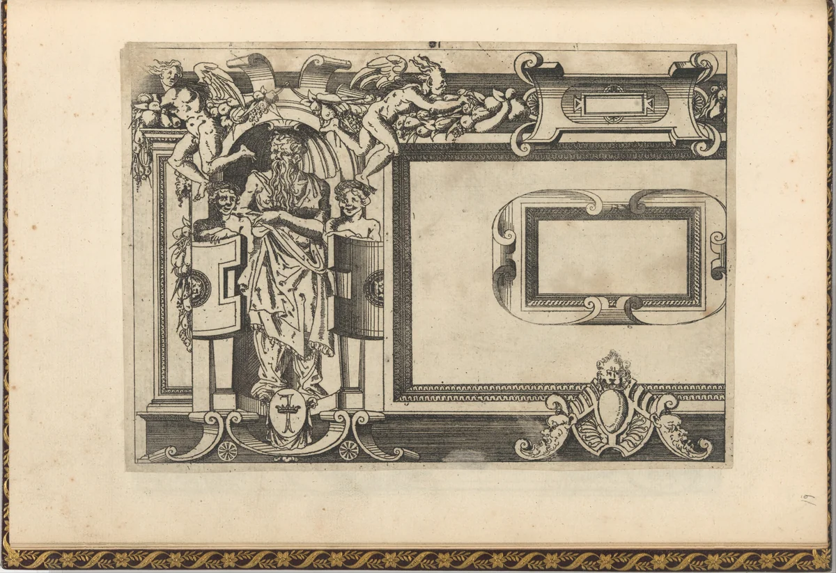 Designs for frames after the Galerie de François 1er at Fontainebleau by Jacques Androuet du Cerceau, book, 1542-1547