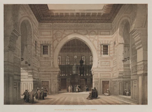 Egypt and Nubia, Volume III: Interior of the Mosque of the Sultan El Ghoree by Louis Haghe, print, 1849