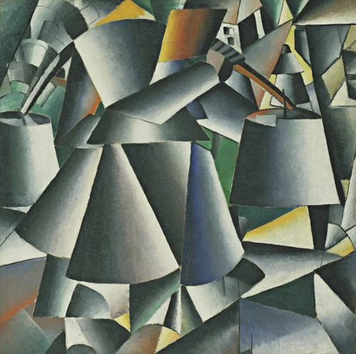Woman with Pails: Dynamic Arrangement by Kazimir Malevich, painting, 1912
