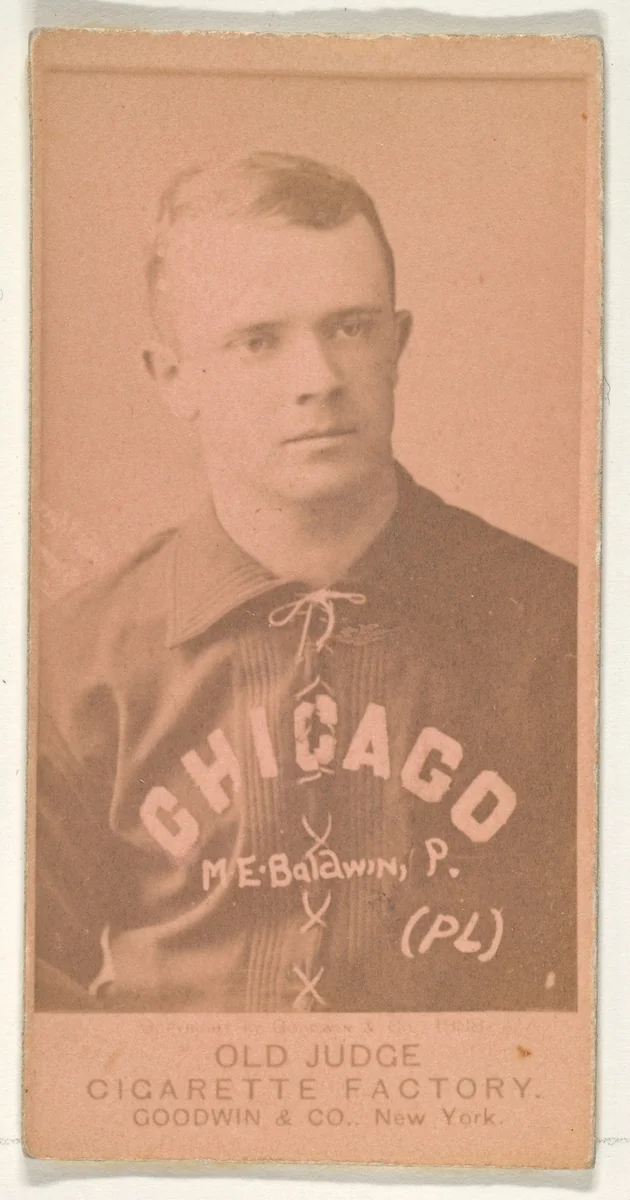 M.E. Baldwin, Pitcher, Chicago, from the Old Judge series (N172) for Old Judge Cigarettes by Goodwin & Company, photograph, 1887-1890