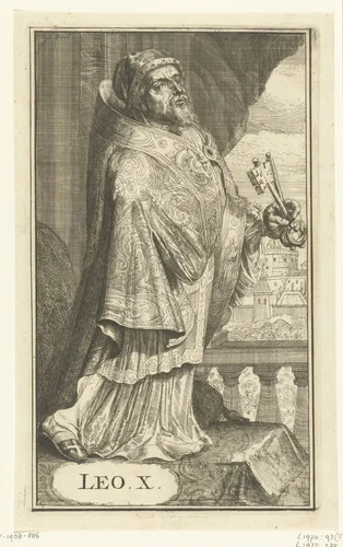 Portret van Leo X by Romeyn de Hooghe, print, 1701