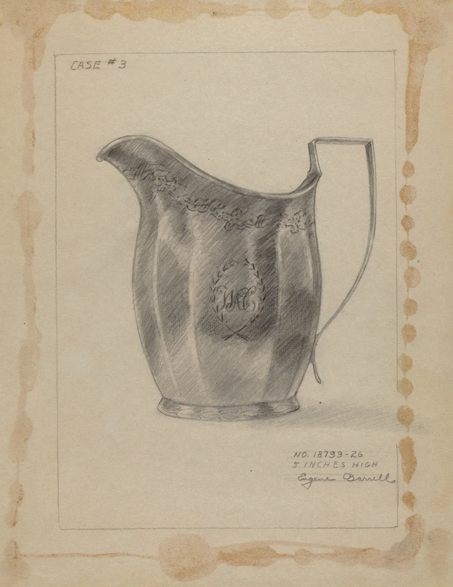 Silver Creamer by Eugene Barrell, index of american design, 1936