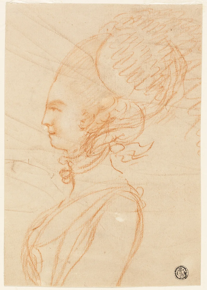 Half-Length Profile Portrait of a Woman Facing Left by George Romney, drawing, 1700-1799