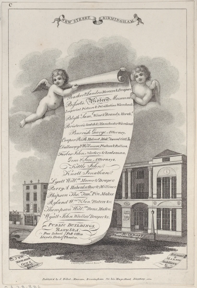 Trade Card for New Street., Birmingham by Francis Eginton, print, 1800