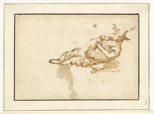 Actaeon, Changed into a Stag, Attacked by One of His Own Hounds by Giovanni Domenico Tiepolo, drawing, 1771-1800