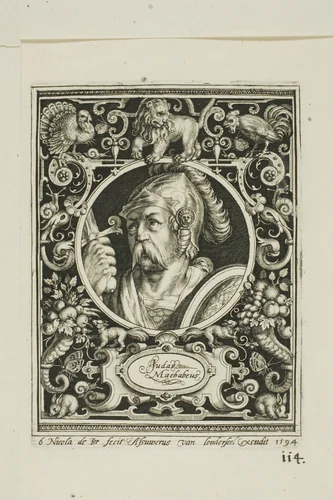 Judas Macabee, plate six from The Nine Worthies by Nicolaes de Bruyn, print, 1594