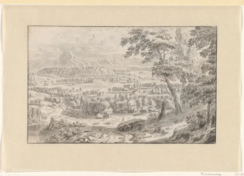 Landschap by Theodor Lubienitzki, drawing, 1663-1726