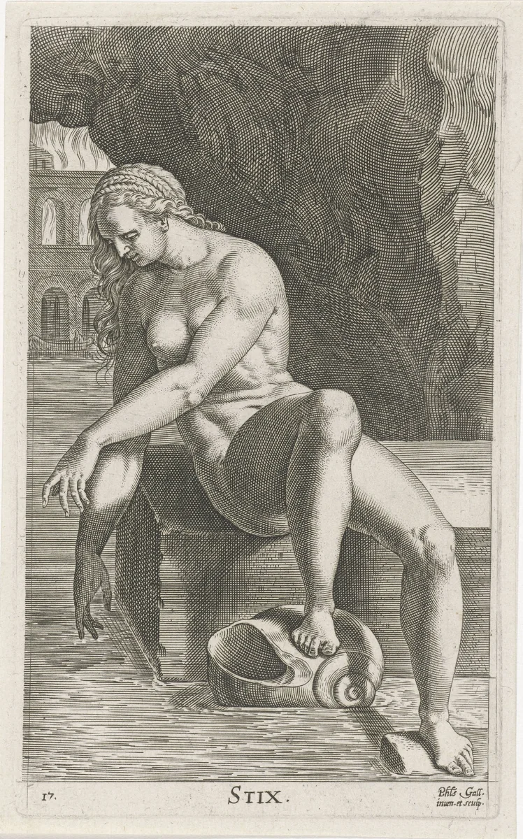 Riviernimf Styx by Philips Galle, print, 1587