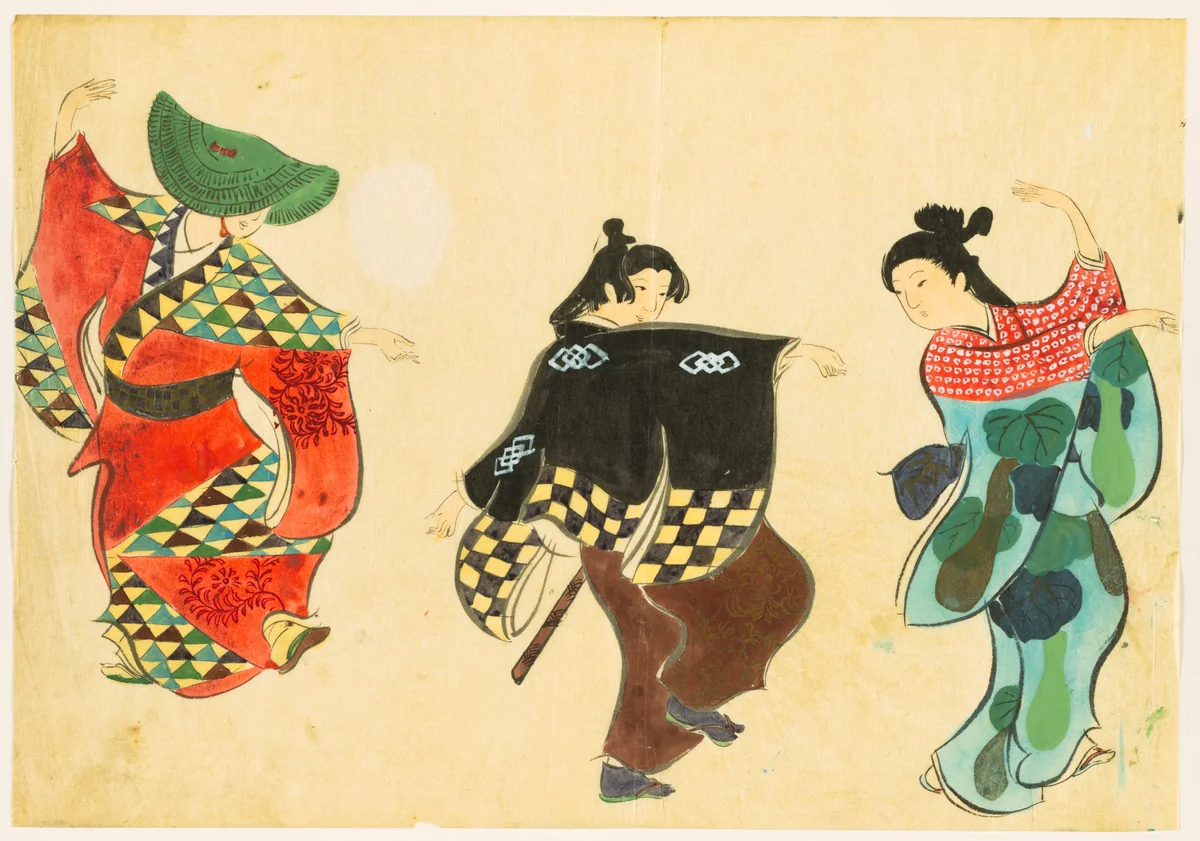 Flowers of a Hundred Worlds (Momoyogusa): Dancing (Odori) by Kamisaka Sekka, drawing, 1909