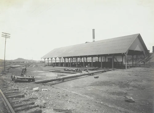 Pacific Terminal Oil handling plant. Shed over manifolds by Unidentified Photographer, photograph, 1915