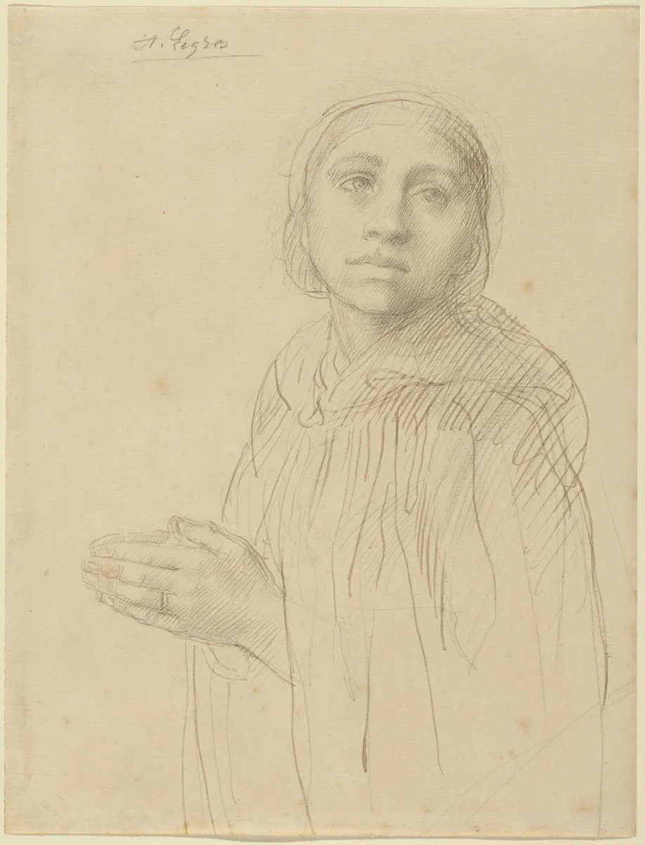 Study of Woman Praying by Alphonse Legros, drawing, 1837-1911