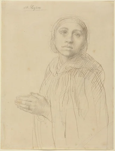 Study of Woman Praying by Alphonse Legros, drawing, 1837-1911