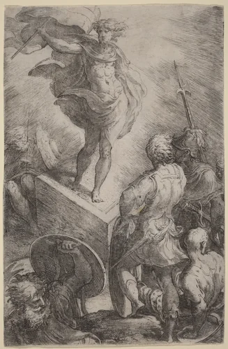 The Resurrection of Christ by Parmigianino, print, 1528-1529