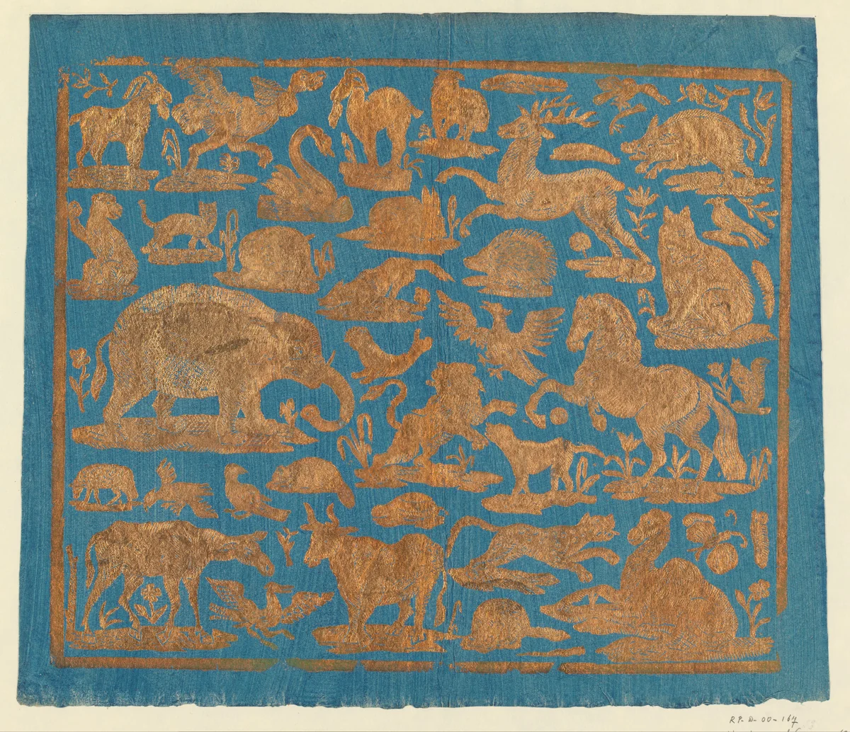Blad met dieren by anonymous, other, 1750-1800