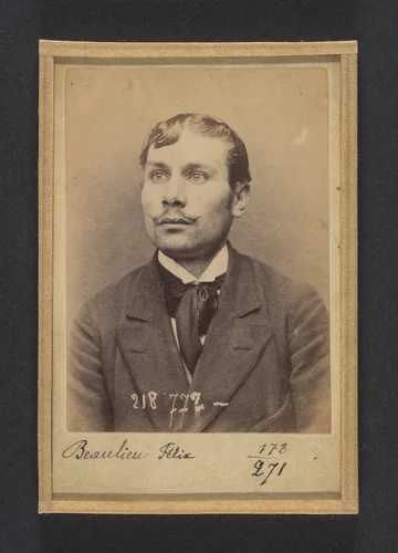 Beaulieu. Henri, Félix, Camille. 23 ans, né le 30/11/70 à Paris Ve. Comptable. Anarchiste. 23/5/94. by Alphonse Bertillon, photograph, 1894