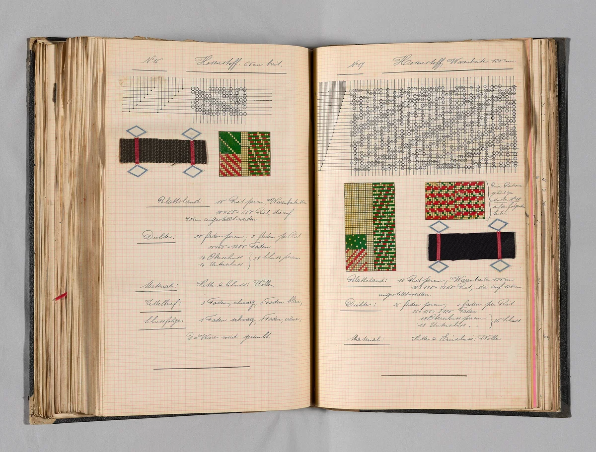 Student Notebook Containing Notes, Diagrams and Swatches by Alfred Fehr, book, 1898-1900
