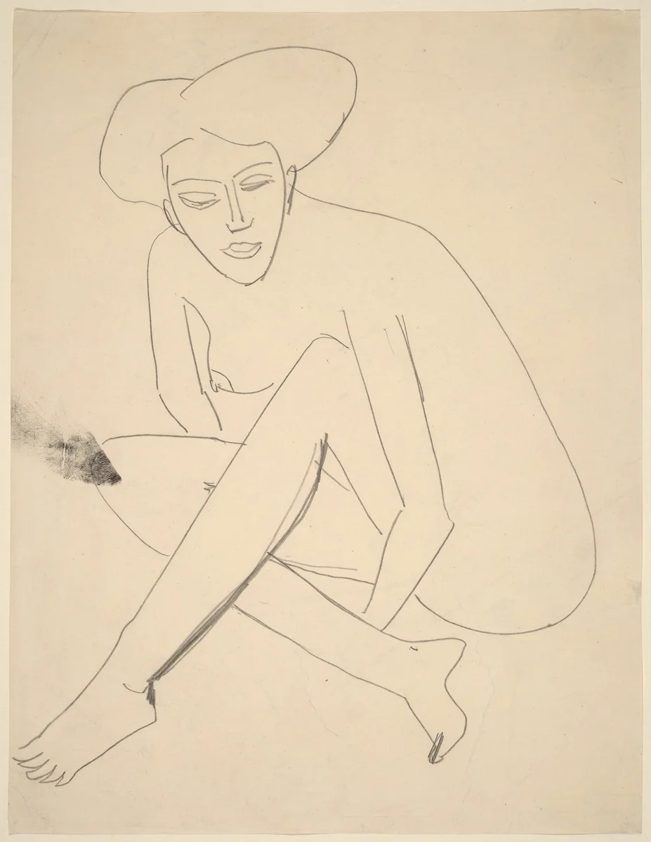 Dodo Seated by Ernst Ludwig Kirchner, drawing, 1910