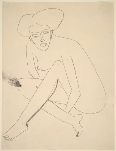 Dodo Seated by Ernst Ludwig Kirchner, drawing, 1910