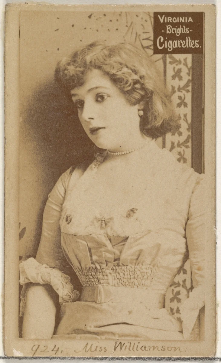 Card 924, Miss Williamson, from the Actors and Actresses series (N45, Type 2) for Virginia Brights Cigarettes by Allen & Ginter, photograph, 1885-1891