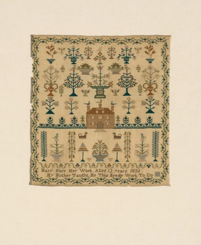 Sampler by Mary Burr, textile, 1836