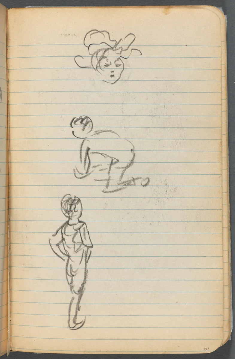 Sketchbook, page 101: Three Figures by Maurice Prendergast, book, 1905-1910