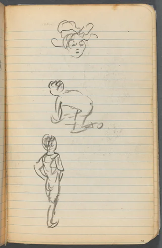 Sketchbook, page 101: Three Figures by Maurice Prendergast, book, 1905-1910