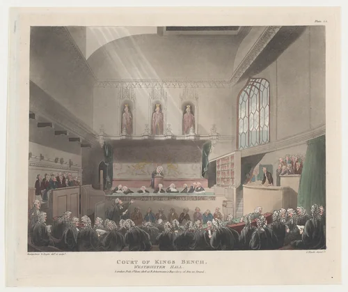 Court of Kings Bench, Westminster Hall by Thomas Rowlandson, print, 1808