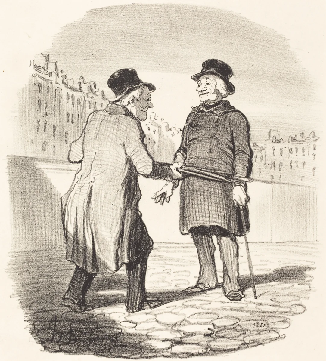 Je vous arrête, mauvais sujet... by Honoré Daumier, print, 1852