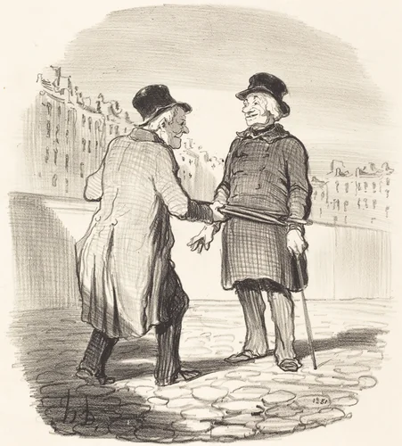 Je vous arrête, mauvais sujet... by Honoré Daumier, print, 1852