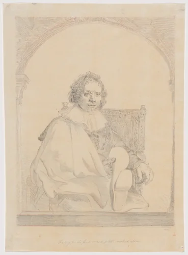 Study for Portrait of a Man in an Armchair, from Collection d'imitations de Dessins d'après les Principaux Maîtres Hollandais et Flamands by Rembrandt van Rijn, drawing, 1826