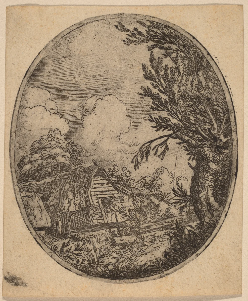 Hamlet between the Trees by Allart van Everdingen, print, 1645-1656