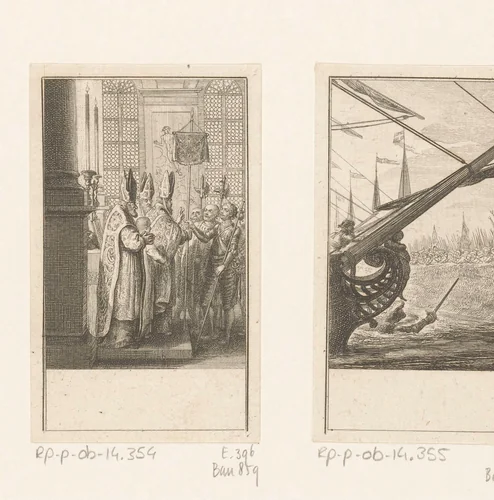 Filips II wordt gezegend voor hij op kruistocht gaat by Daniel Nikolaus Chodowiecki, print, 1781