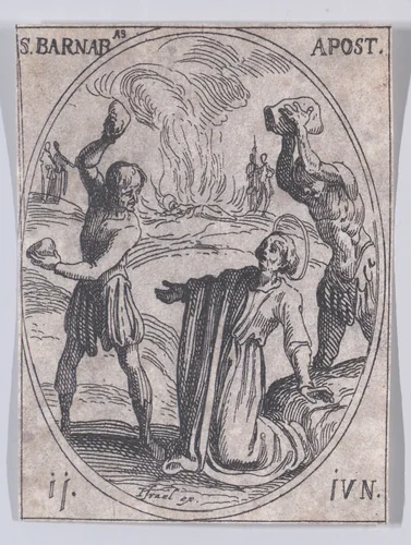 S. Barnabé, apôtre (St. Barnabus, Apostle), June 11th, from "Les Images De Tous Les Saincts et Saintes de L'Année" (Images of All of the Saints and Religious Events of the Year) by Jacques Callot, print, 1636