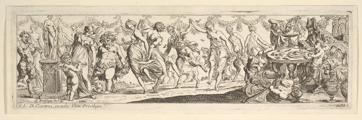 Bacchanal by Pierre Brebiette, print, 1615-1642